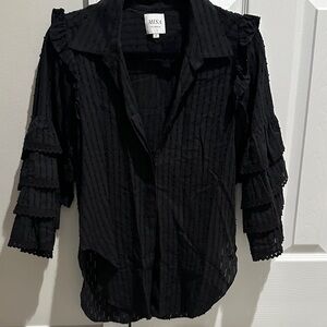 Misa Los Angeles Black Ruffled Blouse